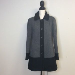 Banana Republic Long Overcoat Wool Gray Black S